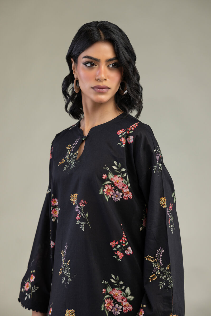 Embroidered | Cambric | Black Floral Kurta | USD 30.00