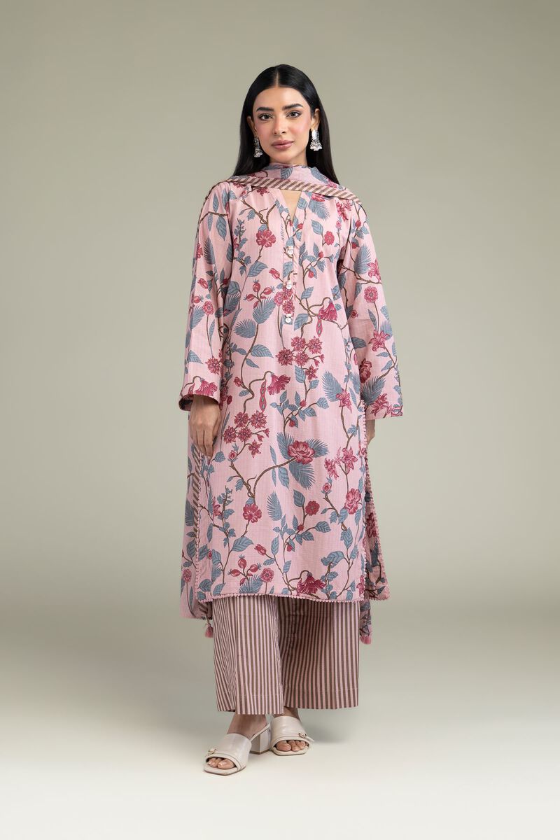 Printed | Lawn | Floral Pink Dupatta | USD 25.00