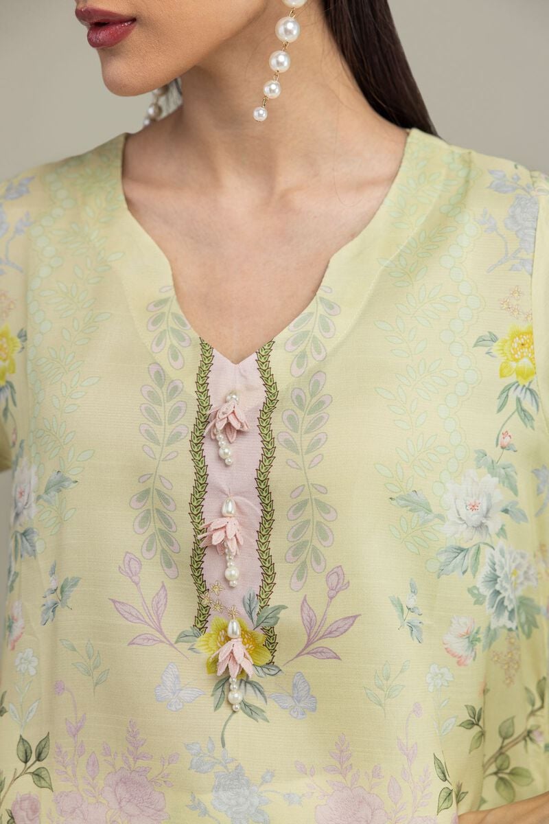 Embroidered | Raw Silk | Floral Silk Kurta | USD 45.00