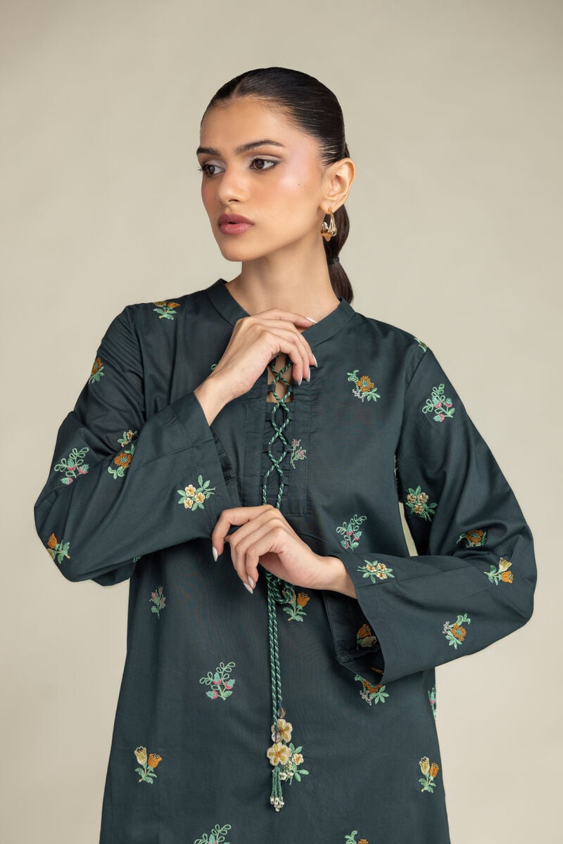 Embroidered | Cambric | Green Cambric Kurta | USD 45.00