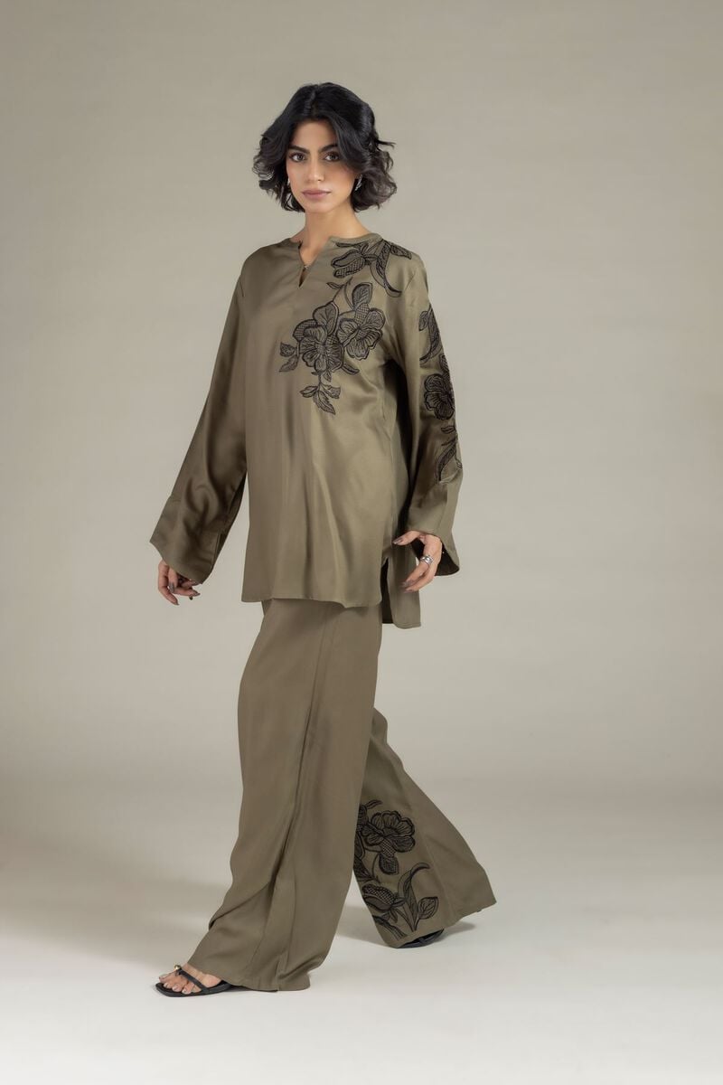 Embroidered | Viscose Crepe | Trousers | USD 20.00