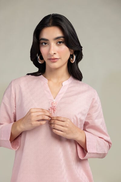 Dyed | Cotton Dobby | Solid V-Neck Kurta | USD 35.00