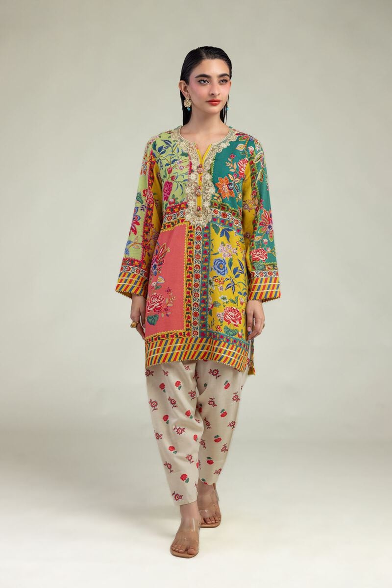 Embroidered | Raw Silk | Floral Silk Kurta | USD 40.00