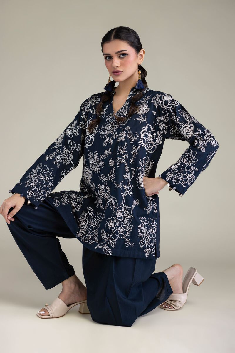Embroidered | Cambric | Floral Threadwork Kurta | USD 40.00