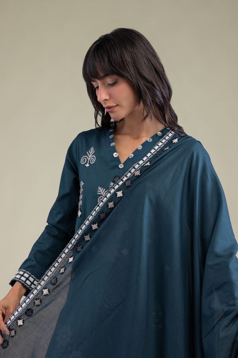Embroidered | Lawn | Teal Lawn Dupatta | USD 30.00