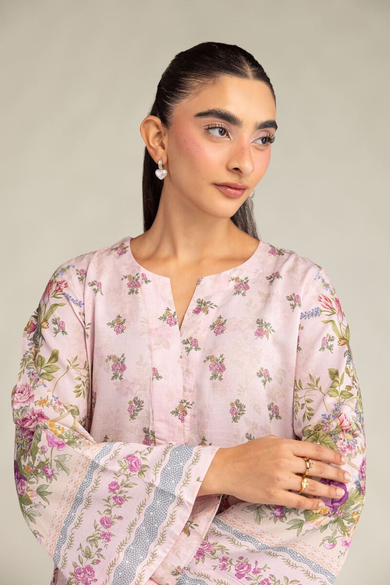 Printed | Raw Silk | Pink Silk Kurta | USD 45.00