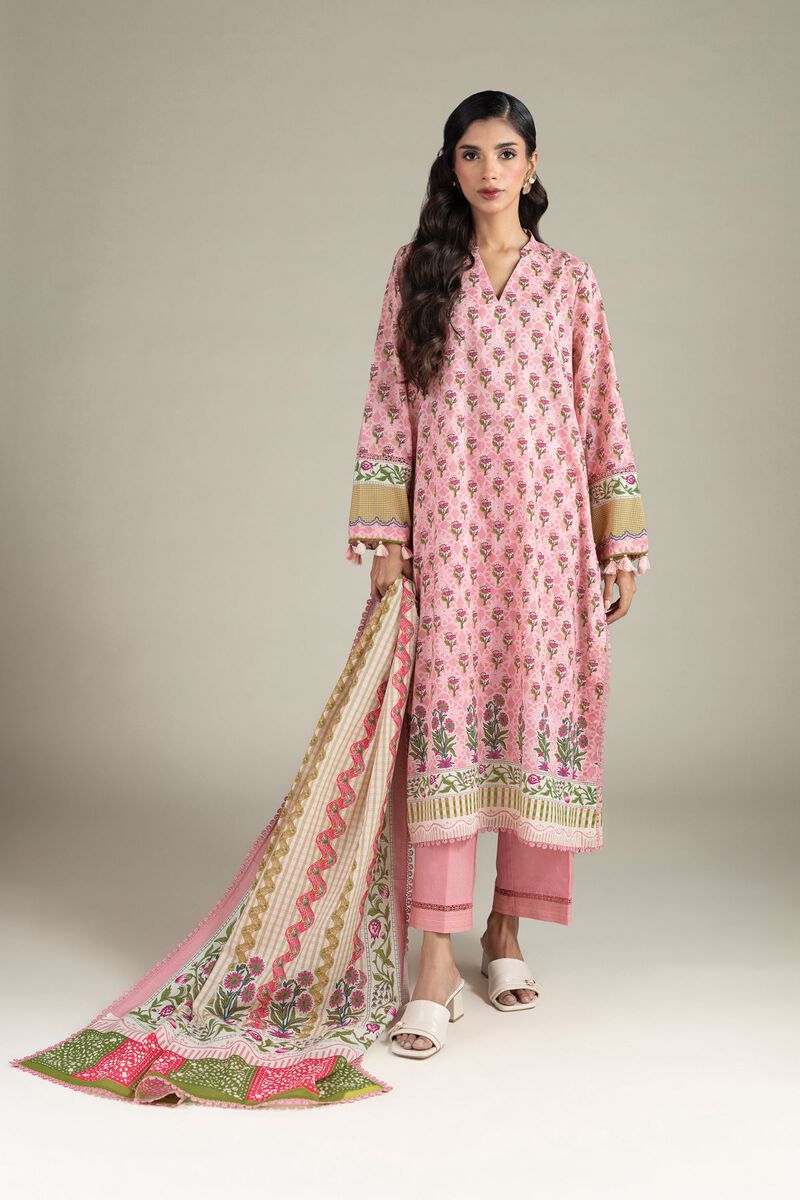 Printed | Cambric | V-Neck 3-Piece Suit | USD 65.00
