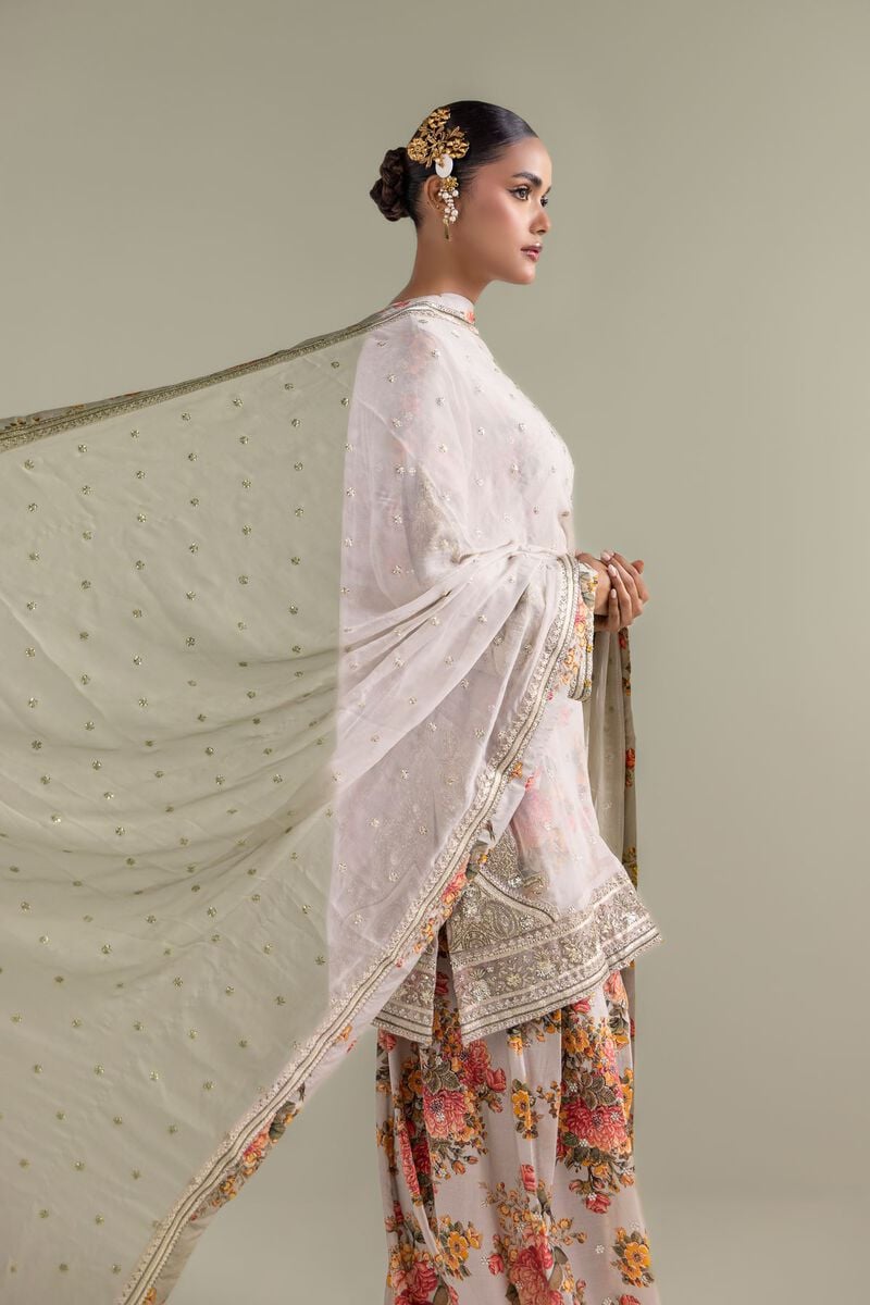 Embroidered | Chiffon | Floral Zari 3-piece | USD 180.00