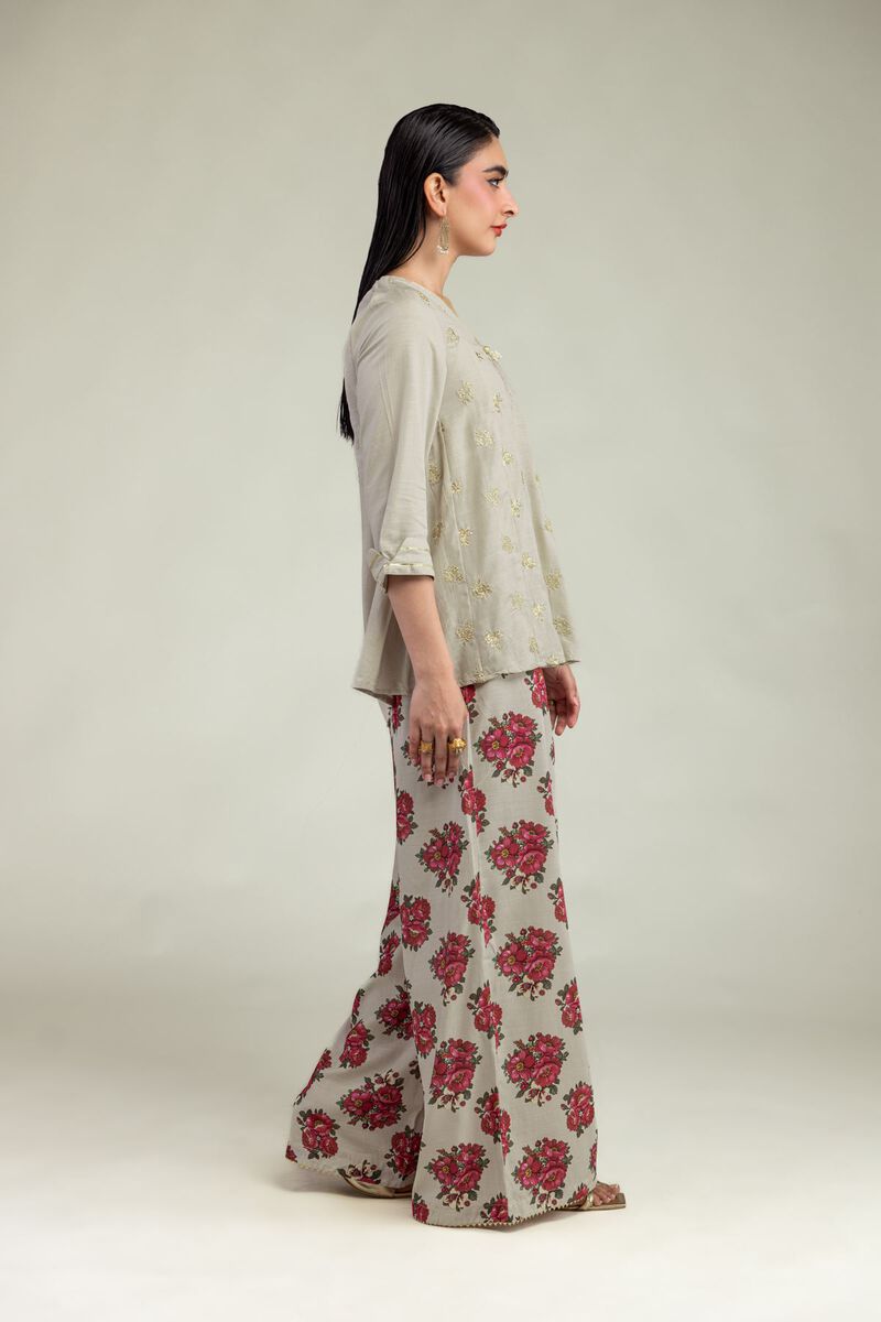 Embroidered | Raw Silk | Silk Floral Pants | USD 30.00