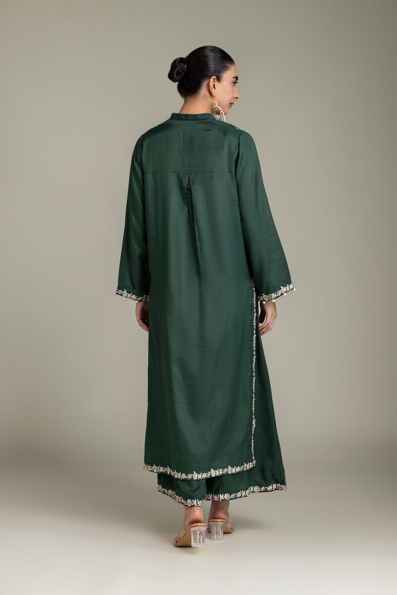 Embroidered | Raw Silk | Longline Silk Kurta | USD 65.00
