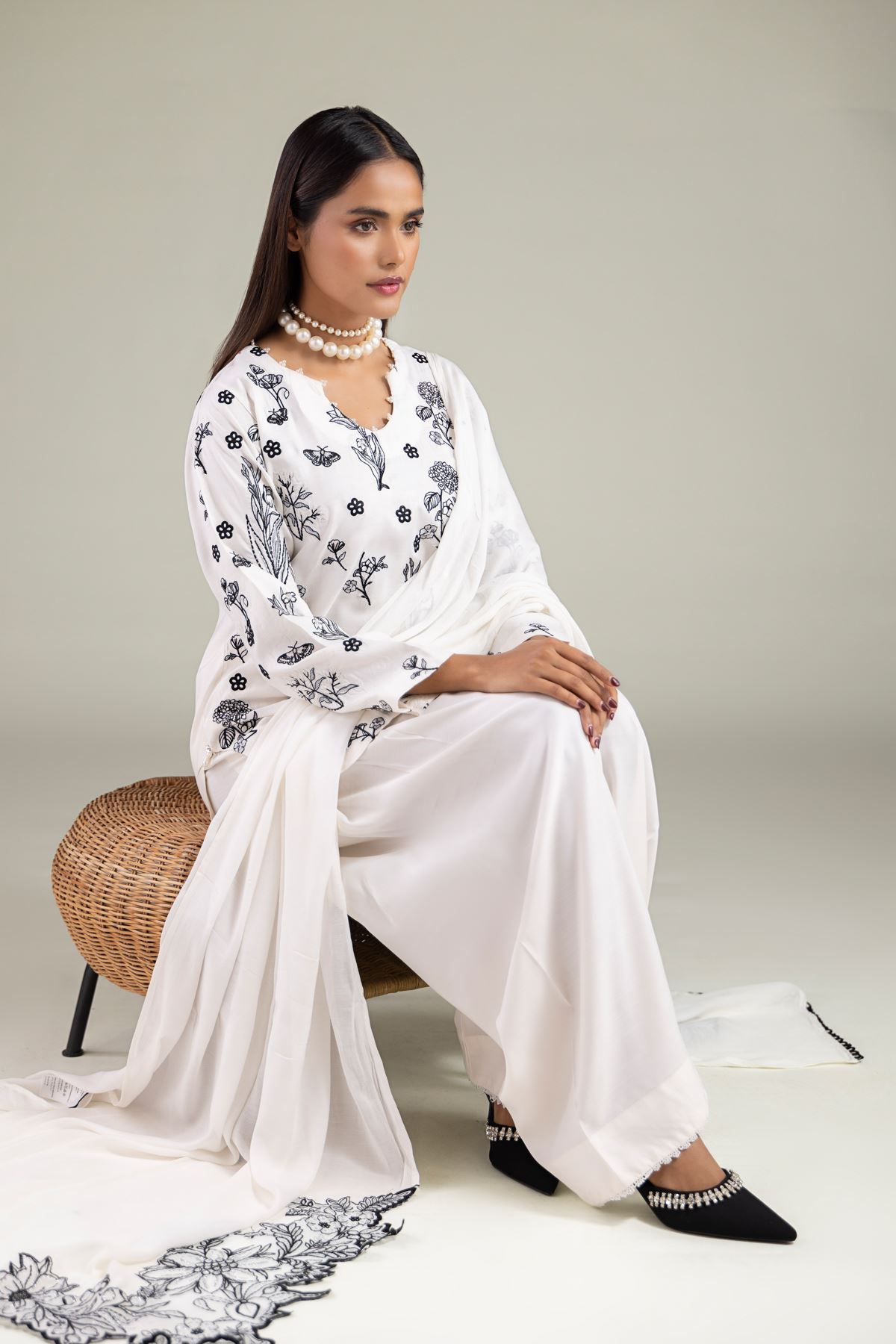 Buy Floral Threadwork Dupatta | 0.0 N/A | 2-26-102-C-B-VG_MULTI
