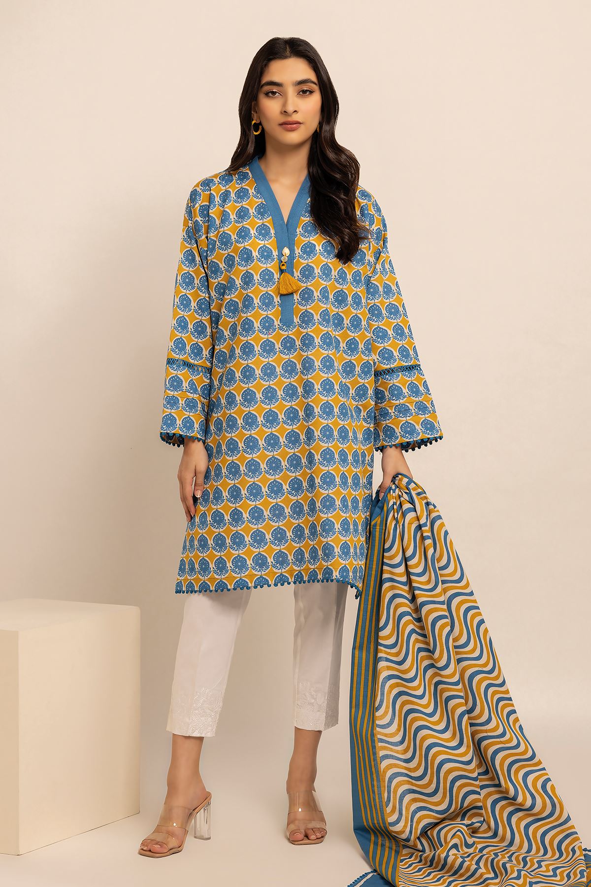 Buy Fabrics 2 Piece | Top Dupatta | 5.40 USD | 1001788079 | Khaadi ...