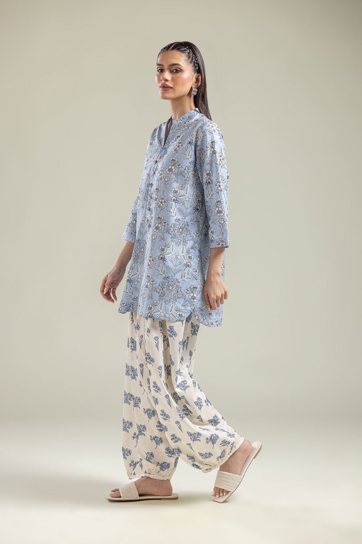 Buy Floral Cotton Shalwar | 30.00 USD | 1-26-204-B-A1-VG_MULTI