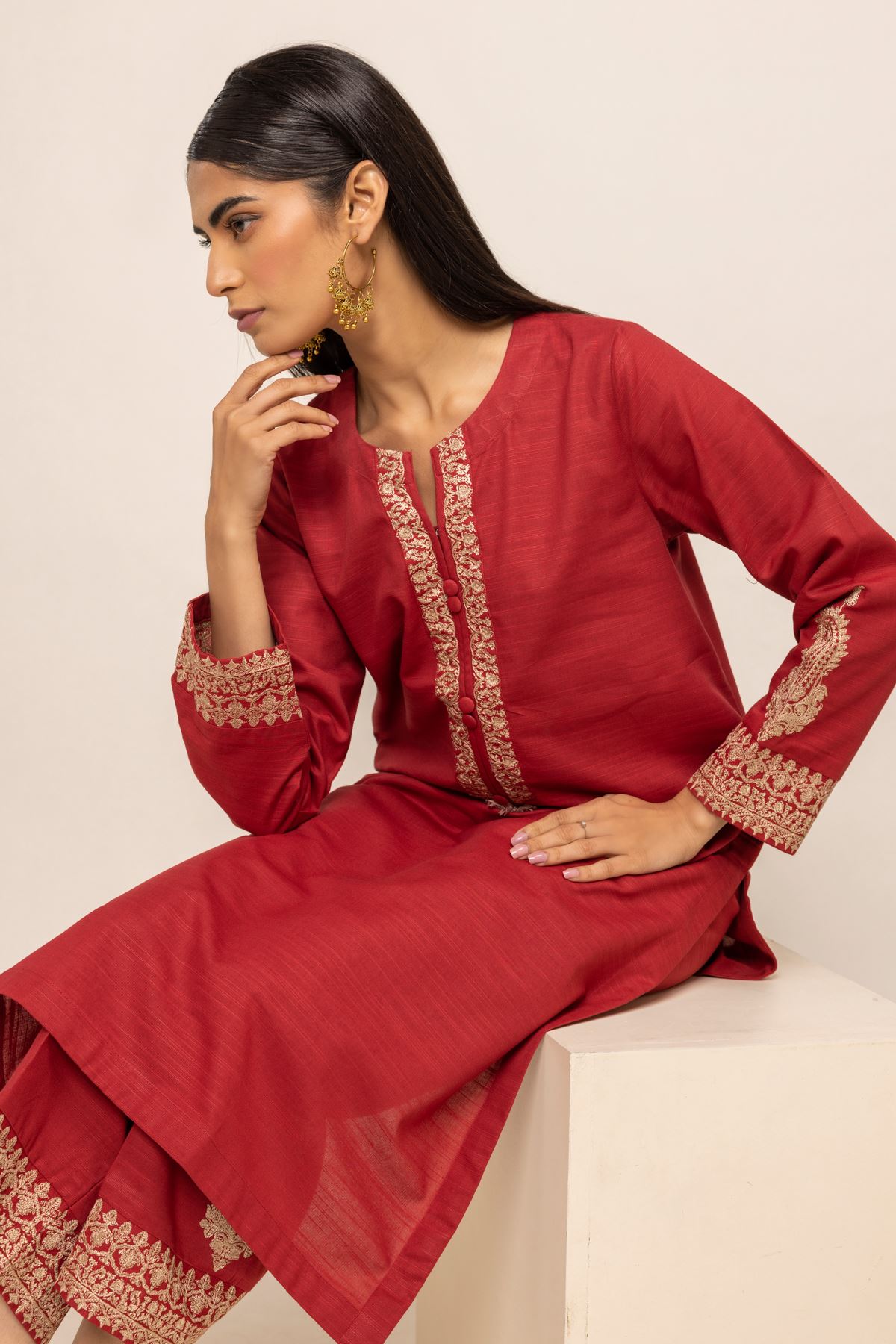 Buy Kurta Embroidered 9.60 USD 1001789245 Khaadi United States